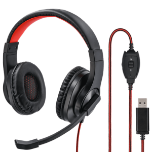 HAMA Žične slušalice HS-USB400 (Crne/Crvene)