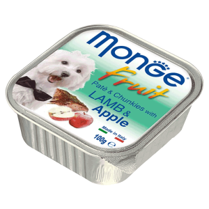 Monge Pašteta za pse sa komadićima mesa i voća Fruit Pate, 100 g - piletina i malina