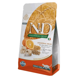 N&D Low Grain Hrana za odrasle mačke Bakalar i Pomorandža - 10 kg