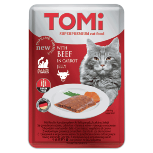 Tomi Komadići mesa u želeu za mačke, 100 g - losos i jaje