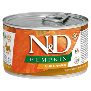 N&D Pumpkin konzerva za pse Mini Adult, Bundeva i Prepelica, 140 g