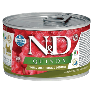 N&D Quinoa Mini Skin and Coat, Kinoa i Pačetina, 140 g