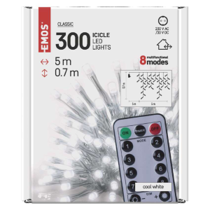 EMOS Svetlosni lanac - Ledenica 300 LED/ 5 m CW daljinski uravljač