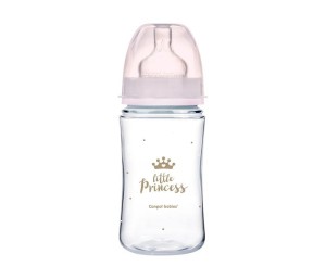 CANPOL Flašica za bebe sa širokim vratom 240 ml/ pp - 35/234 Mala princeza -Pink