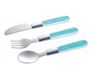 CANPOL Pribor - metalni set nož/ viljuška i  kašika za bebe 9/477 - plave boje