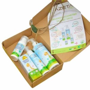 AZETABIO Organski paket -dobrodošla bebo - (šampon/kupka 200 ml/ krema za lice i telo 100 ml/ ulje 50 ml/ krema za pelensku regiju 50 ml) 0+M