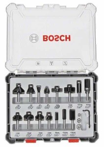 BOSCH Komplet raznih glodala/ 15 komada/ držač od 8 mm 2607017472/ 15-piece Mixed Application Router Bit Set.