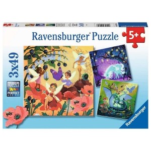 Ravensburger puzzle - Jednorog/ zmaj I vila - 3x49 delova