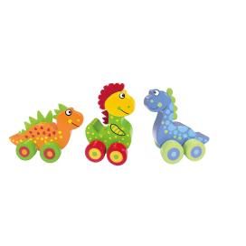 Orange tree toys - Drveni set vozalica - 3 dinosaurusa