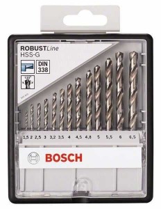 BOSCH 13-delni Robust Line set burgija za metal HSS-G/ 135° 2607010538/ 1/5; 2; 2/5; 3; 3/2; 3/5; 4; 4/5; 4/8; 5; 5/5; 6; 6/5 mm/ 135°