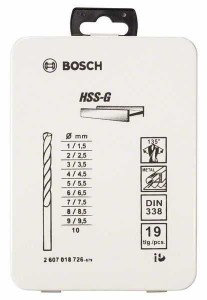 BOSCH 19-delni set burgija za metal HSS-G/ DIN 338/ 135°/ u metalnoj kutiji 2607018726/ 1-10 mm/ 135°