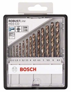 BOSCH 13-delni Robust Line set burgija za metal HSS-Co 2607019926/ 1/5; 2; 2/5; 3; 3/2; 3/5; 4; 4/5; 4/8; 5; 5/5; 6; 6/5 mm