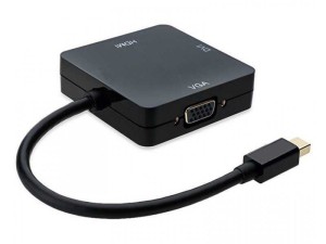E-GREEN Adapter Mini DisplayPort na HDMI + DVI-I Dual Link + VGA D-Sub/ crna