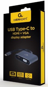 GEMBIRD A-USB3C-HDMIVGA-01 USB Type-C to HDMI + VGA display adapter/ space grey