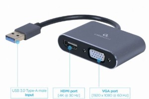 GEMBIRD A-USB3-HDMIVGA-01 USB to HDMI + VGA display adapter/ space grey