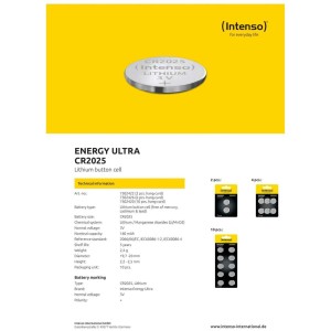 INTENSO Baterija litijumska/ CR2025/6/ 3 V/ dugmasta/ blister 6 kom - CR2025/6