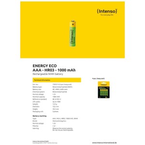 INTENSO Baterija punjiva AAA / HR03/ 1000 mAh/ blister 4 kom - AAA / HR03/1000