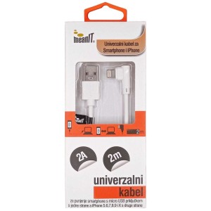 MEANIT USB kabl za iPhone/ FLIP/ 1A/ 2m/ srebrni