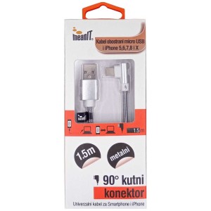 MEANIT USB kabl za iPhone/ FLIP/ 1A/ 2m/ beli