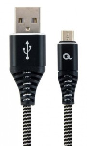 GEMBIRD Micro-USB kabl/ pleteni/ CC-USB2B-AMmBM-2M-BW/ 2m/ crna/bela