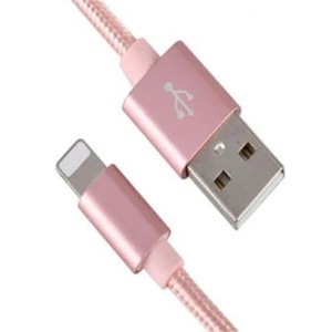 XWAVE Kabl USB Iphone 3A ALU/ 2m/ pleteni/ roze/zlatna
