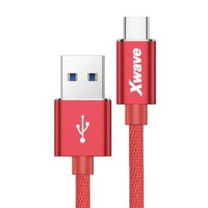 XWAVE Kabl USB Type C/ 3A ALU/ pleteni/ 2m/ crvena