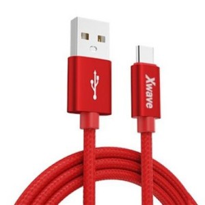 XWAVE Kabl USB Type C/ 3A ALU pleteni/ 1.2m/ crvena