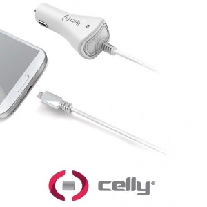 CELLY Auto punjač sa Micro USB kablom/ bela