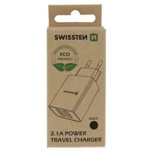 SWISSTEN Punjač Eco Pack 2x USB 2/1A/ crna