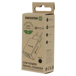 SWISSTEN Punjač Eco Pack 2x USB 23W/ crna