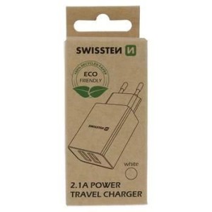 SWISSTEN Punjač Eco Pack 2x USB 2/1A / bela