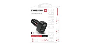 SWISSTEN Auto punjač 3X USB 5/2A/ crna