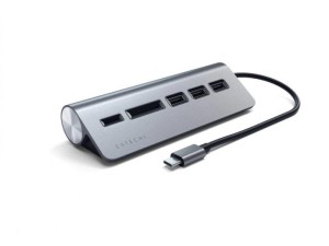 SATECHI Aluminium Type-C USB Hub 3x USB 3.0/MicroSD/ siva