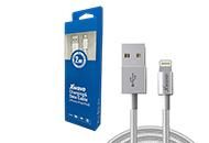 XWAVE Kabl USB IPHONE 2m 3A/lightning aluminium/ upleteni/ srebrna