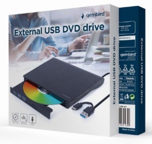 GEMBIRD DVD-USB-03 eksterni USB DVD drive Citac-rezac/ USB + USB-C/ black