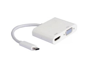 E-Green (OST03616) adapter Tip C (Muški) na HDMI (Ženski) + VGA (Žesnki) beli