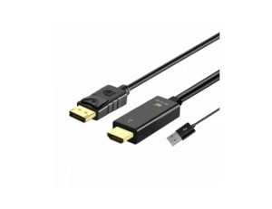 Fast Asia (OST05358) kabl HDMI (Muški) + USB 2.0 (Muski) na Display Port (Muski) 1.8m crni