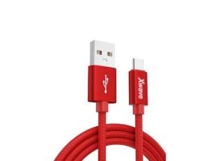 Xwave kabl za punjač USB A 3.0 (muški) na USB C 3.1  (muški) 1.2m crveni upleteni