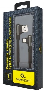 Kabl USB Type-C/ pod uglom/ 1m/ crna