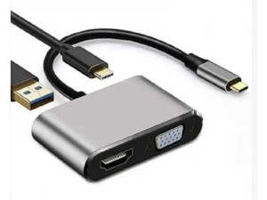 LINKOM Adapter-konvertor TIP C na HDMI 4K+VGA+1xUSB 3.0+TIP C (618)