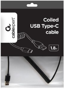 GEMBIRD CC-USB2C-AMCM-6 Spiralni USB 2.0 AM na USB-C kabl/ 1.8 m/ black