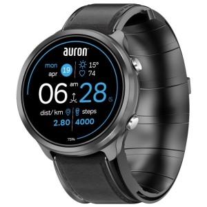 AURON SW 30 Black Leather Pametni sat sa funkcijom merenja krvnog pritiska