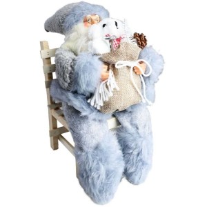 FESTA Novogodišnja figura Norman Deda Mraz na stolici/ sivi/ 30cm