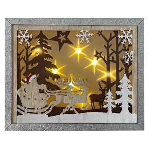 Novogodišnja dekoracija Zimska slika LED 30x24cm