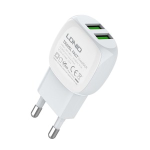 LDNIO Kućni punjač A2218 2xUSB 2.4A Lightning/ bela