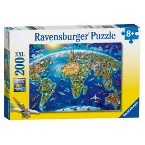 Ravensburger puzzle (slagalice) - Karta sveta sa znamenitost