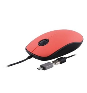 TNB MUSUNSETRD Zični miš + ADAPTER USB-A/USB-C, CRVENI