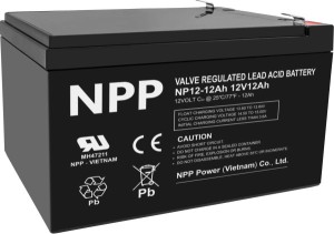 NPP NP12V-12Ah, AGM BATTERY, C20=12AH, T2, 151x98x95x100, 3,3KG, BLACK (NPP NP12/12Ah)