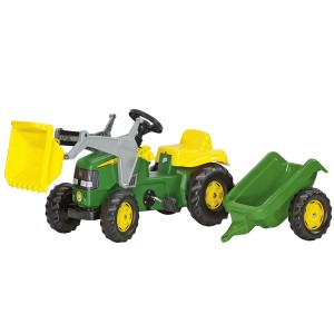 RollyToys Traktor na pedale sa prikolicom sa prikolicom i utovarivačem zeleni (023134)