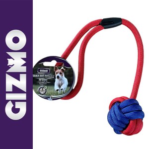 Igračka za pse – Kanap sa pletenom loptom 45cm – Gizmo Crveno-Plavi